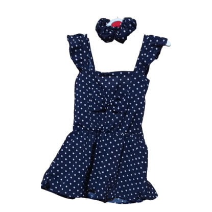 Girls' regular fit dress with straps and hair band